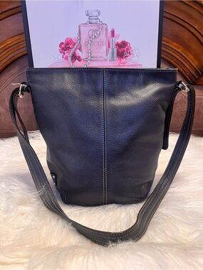 Tignanello Black Pebbled Leather Shoulder Bag